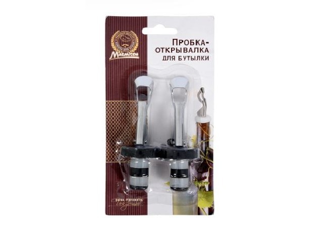 Пробка-открывалка для бутылки, с зажимом, 9*3 см, 2 шт MARMITON /144/24